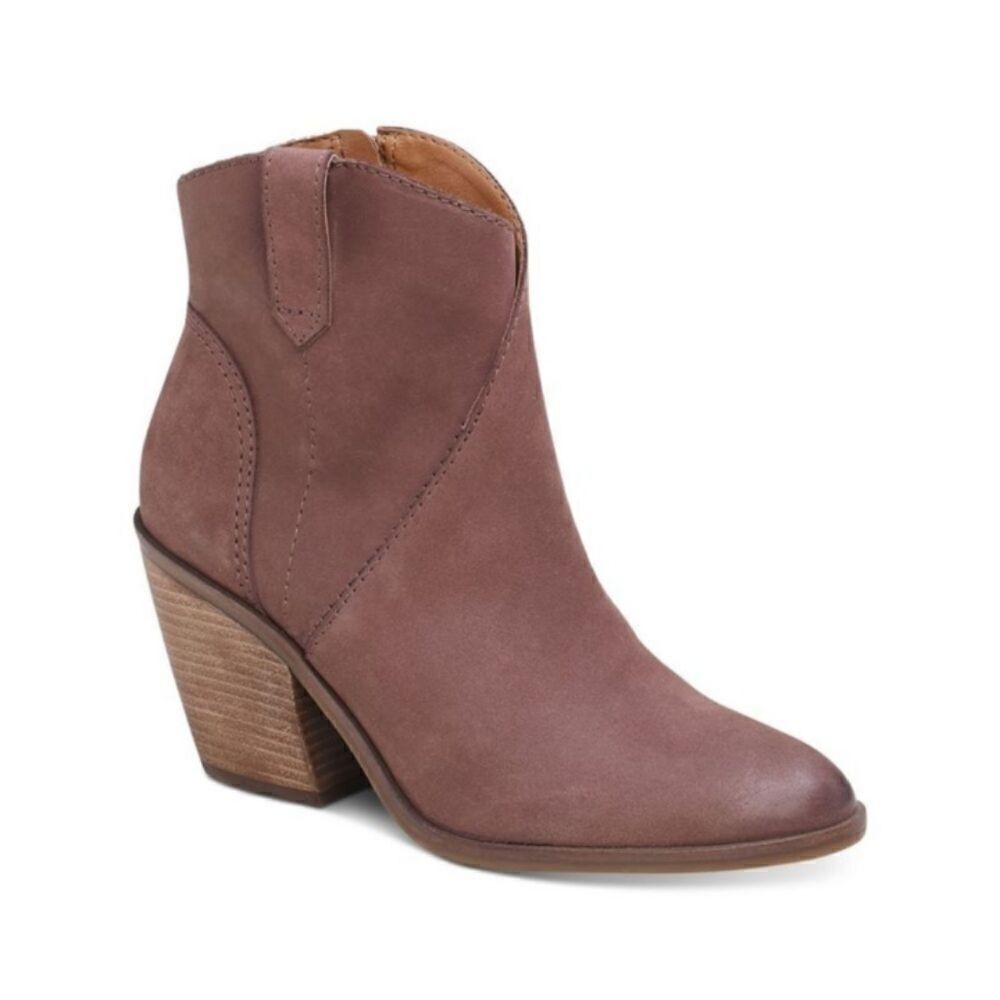 Lucky Brand Loxona dark brown suede leather side zip ankle bootie size 6.5 NWT - Picture 2 of 8